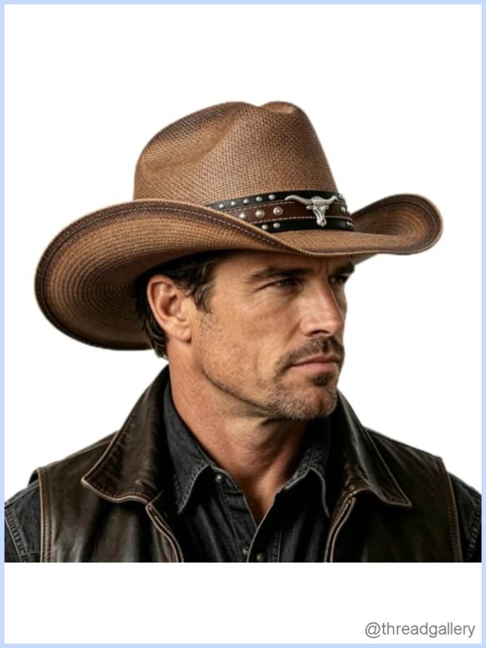 Straw Cowboy Hat Western Cowgirl Cattleman Wide Brim Country Concert